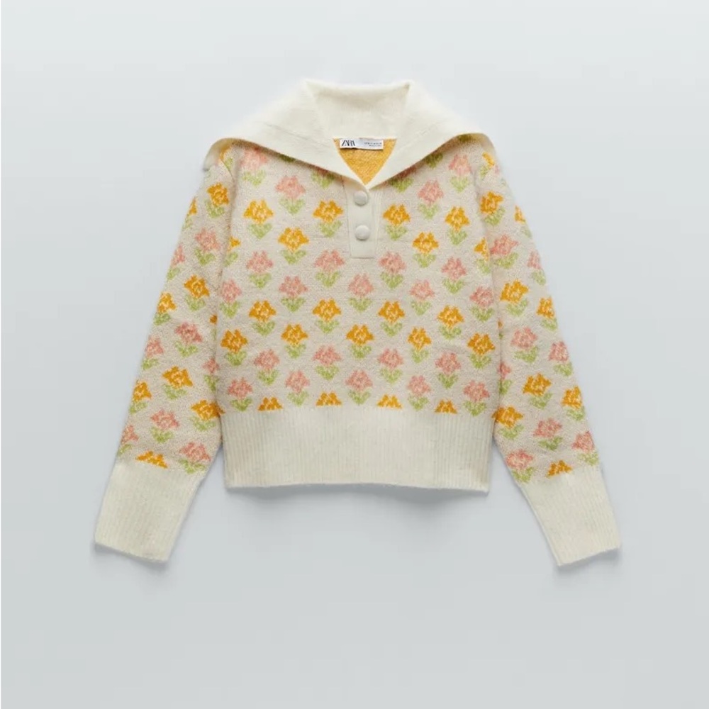 zara pastel floral sweater